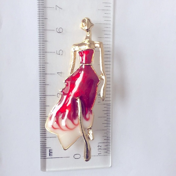 ๐50% OFF/3+...Lady in Red Evening Dress Brooch - Picture 6 of 6